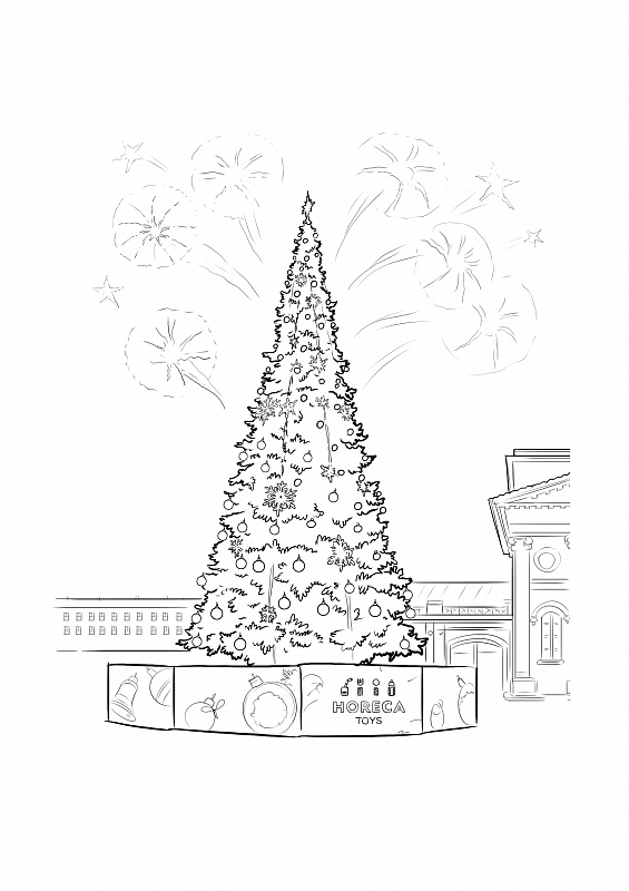 елка новогодняя на площади рисунок